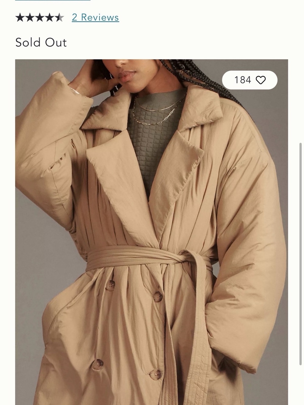 Good American Oversized Puffer Trench Coat — S/M fits Lg XL | NEW